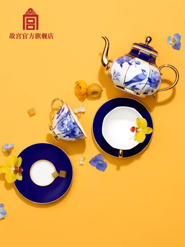 The Palace Peony And Chinese Bulbul Tea Set (Blue-And-White) 富贵和鸣茶具套装(青花款)