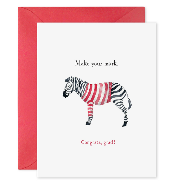 Make Your Mark | Congrats Zebra Graduation Greeting Card | 4.25 X 5.5  INCHES