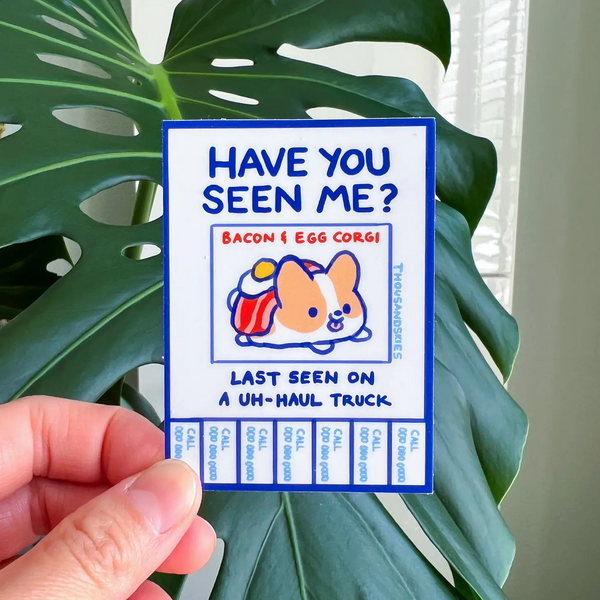 Vinyl Sticker Lost Bacon and Egg Corgi