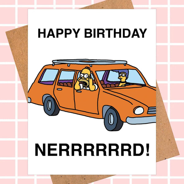 Nerd Birthday Card, Homer Simpsons Birthday Card