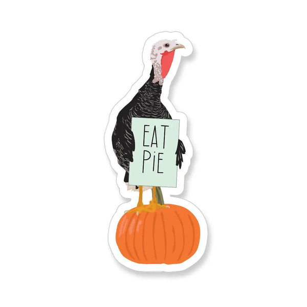 Thanksgiving "Eat Pie" Vegetarian Turkey Vinyl Sticker