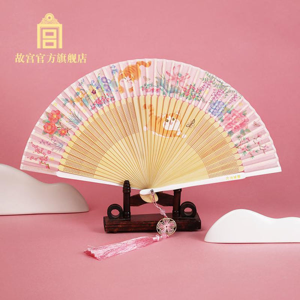 The Palace Cute Cat Wish You Good Luck Folding Fan 萌猫如意折扇