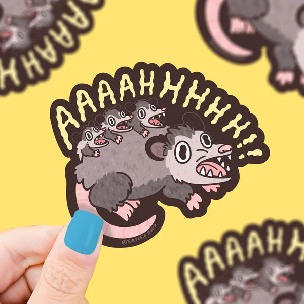 Screaming Crazy Opossum Funny Animal Art Vinyl Sticker