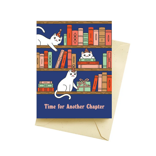 Bookshelf Cats Birthday Card