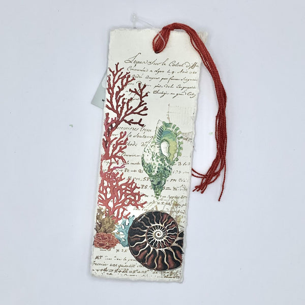 Parchment paper bookmark, coral pattern