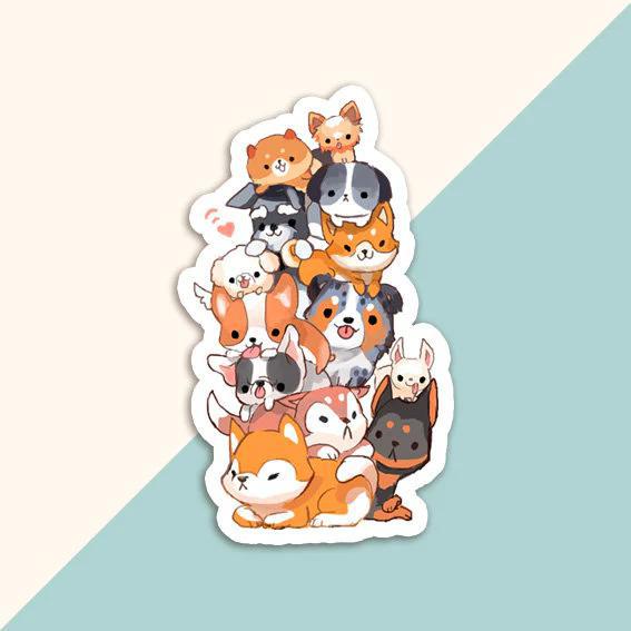 Vinyl Sticker a Pile of Dogs