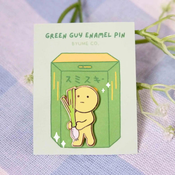 Green Guy Scallion / Leek Hard Enamel Glow in the Dark Pin