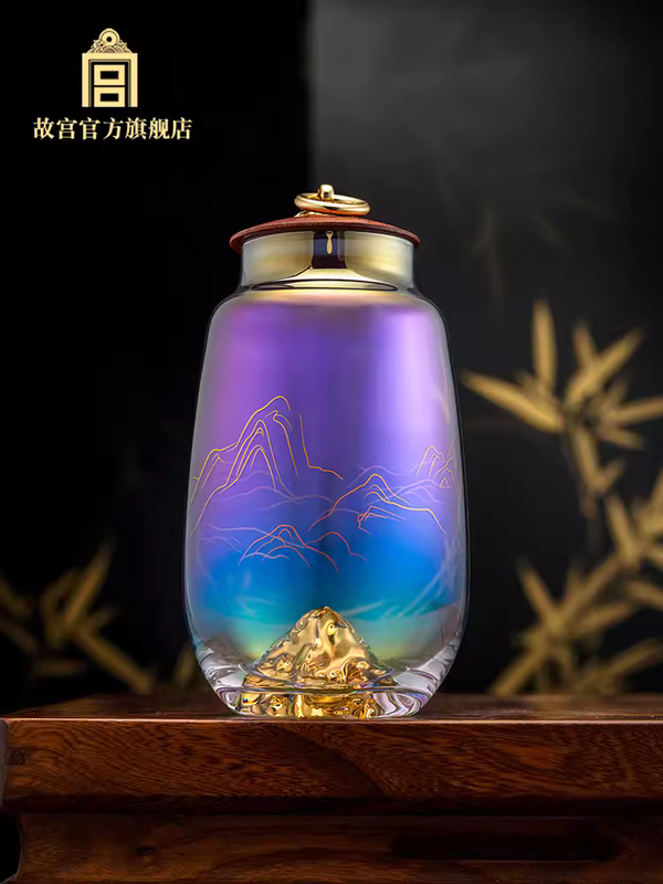 The Palace Thousands Mountains And Rivers Dazzling Glass Tea Caddy 千里江山 炫彩玻璃茶叶罐