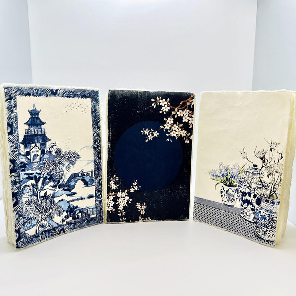 Blue Japanese theme parchment paper notebook | 10 x 15 cm