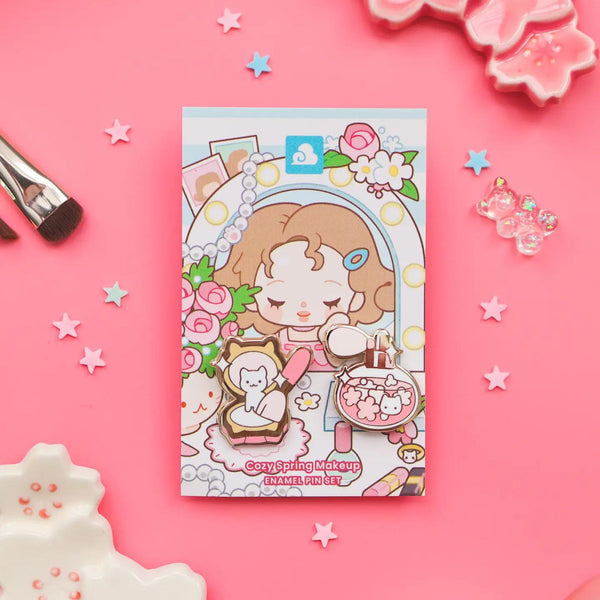 Enamel Pin - Cozy Spring Makeup Pin Set