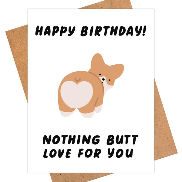 Corgi Butt Cute Funny Dog Puppy Birthday Card For Pet Lover