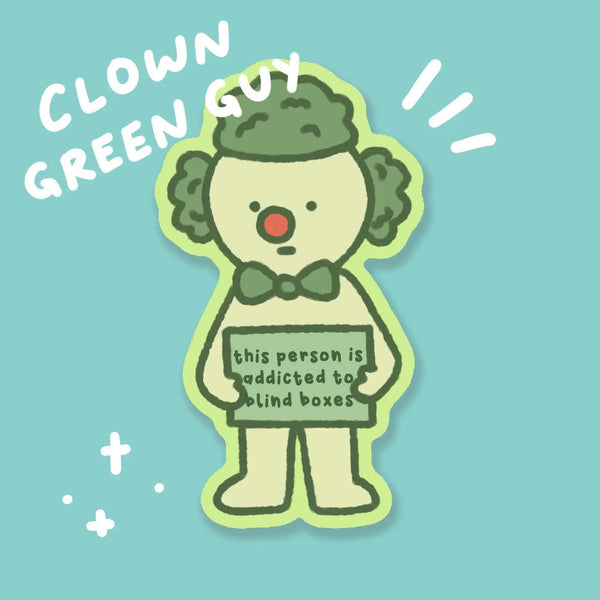 Green Guy Clown Blind Box Addict Sticker