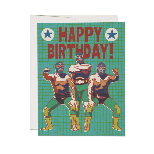 Luchador Birthday greeting card