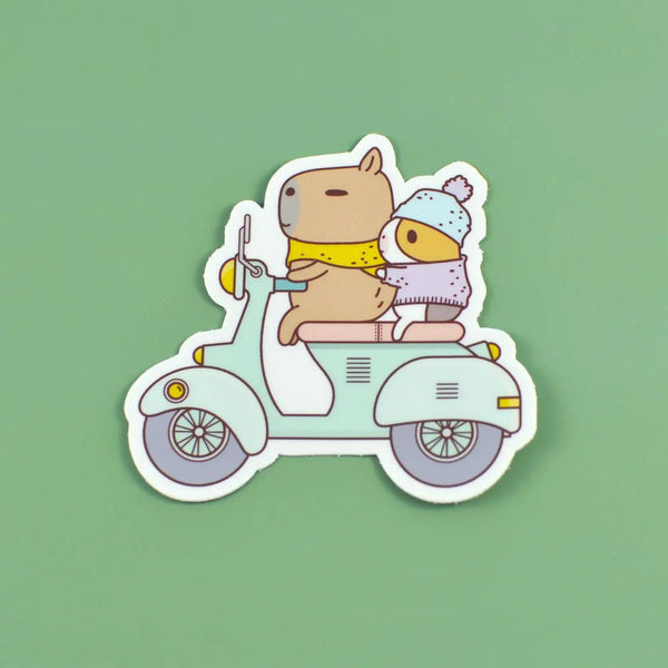 Bubu and Moonch Riding Scooter Vinyl Sticker