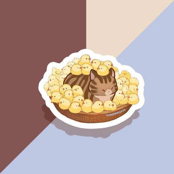 Vinyl Sticker Guardian of the Chicks - Tabby Cat