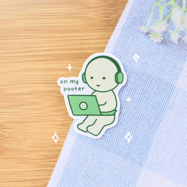 Green Guy On My Pooter Sticker