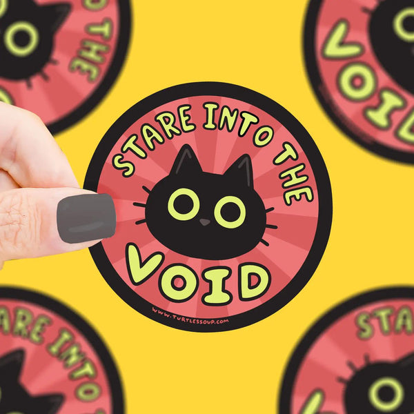 Stare Into The Void Black Cat Kitty Vinyl Sticker