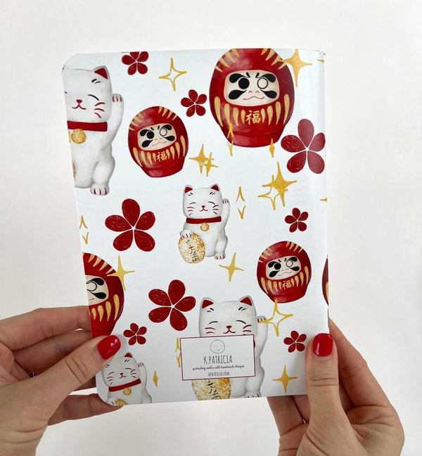 Lucky Cat and Daruma Notebook