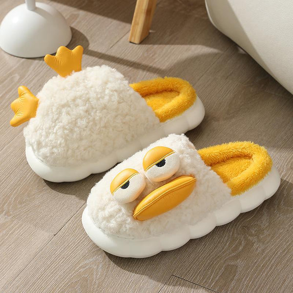 Duck Plush Cotton Slippers - White