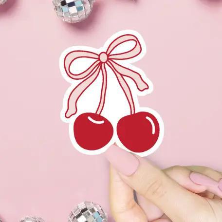 Coquette Cherries Sticker, Trendy Aesthetic, Just A Girl