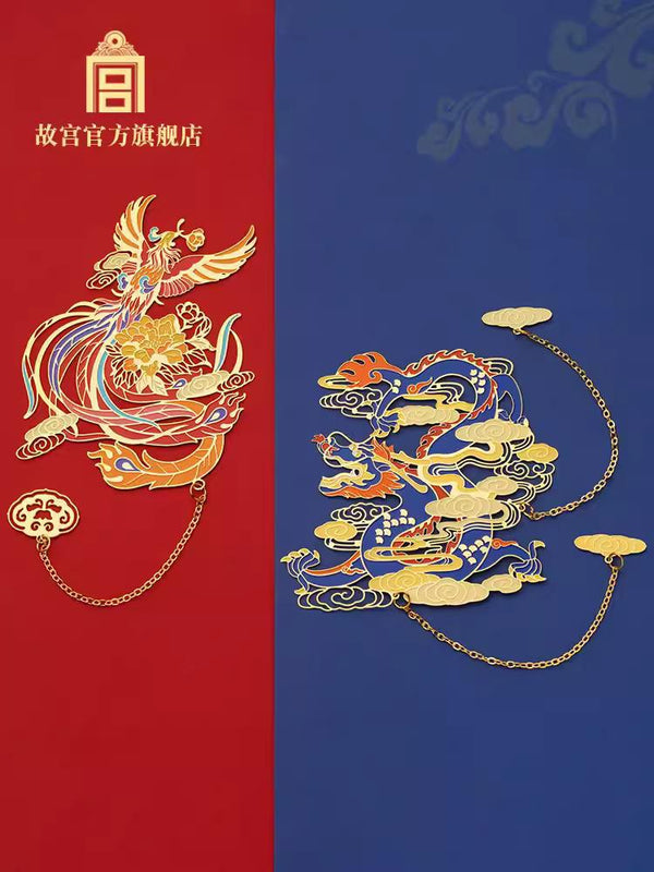 The Palace Dragon and Phoenix Bookmark 龙凤金禧艺术书签