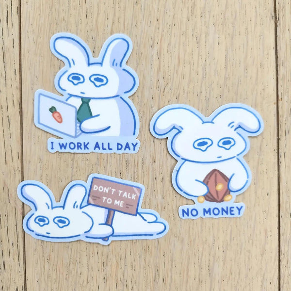 Relatable Antisocial Working Bunny Stickers