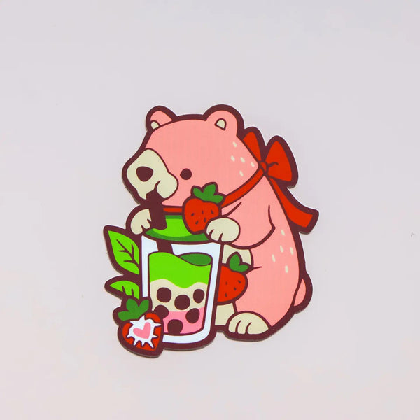 Vinyl Sticker Matcha Strawberry Latte Bear