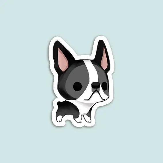 Vinyl Sticker Boston Terrier Black and White