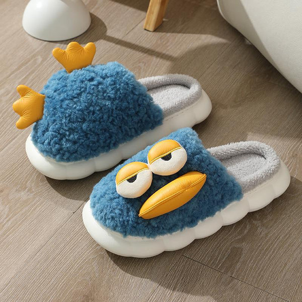 Duck Plush Cotton Slippers - Blue