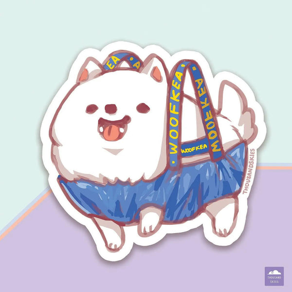 Vinyl Sticker Samoyed Shopping Bag