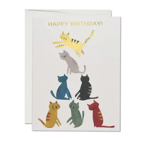 Gold Kitty birthday greeting card