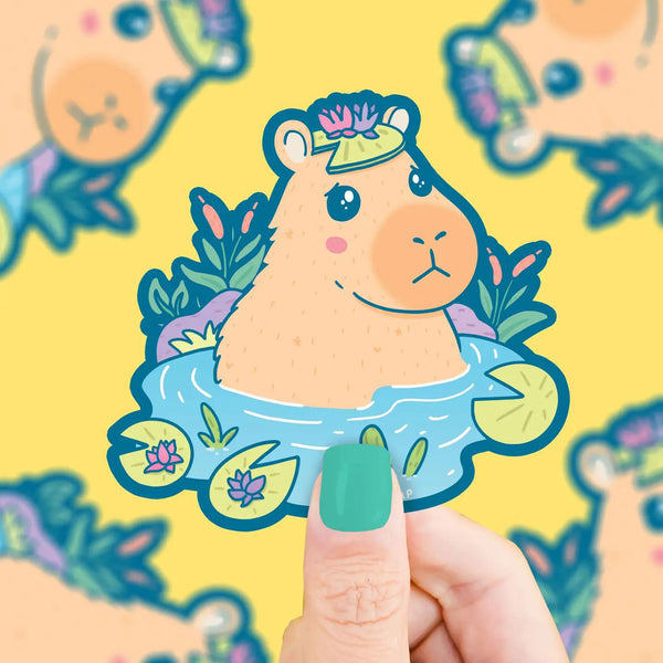 Capybara Pond Animal Stocking Stuffer Vinyl Sticker