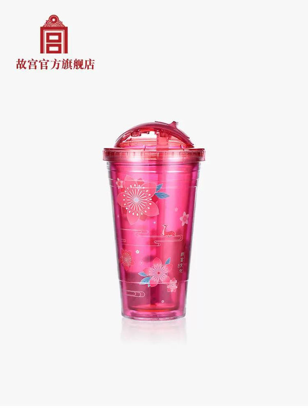 The Palace Peach Blossom in Your Dream Straw Cup(Pink) 紫禁梦桃花双层吸管杯 粉色